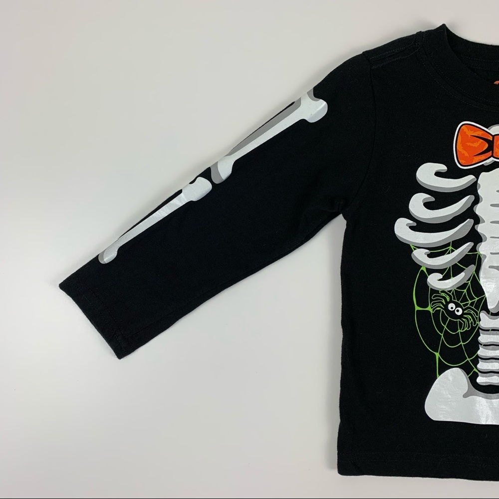 Halloween Costume T-Shirt Skeleton Graphic Cotton Black Orange White Size 3T - Picture 5 of 10